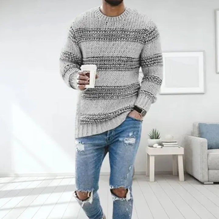Men's Diamond-Knit Crew Neck Knitted Sweater - Grey