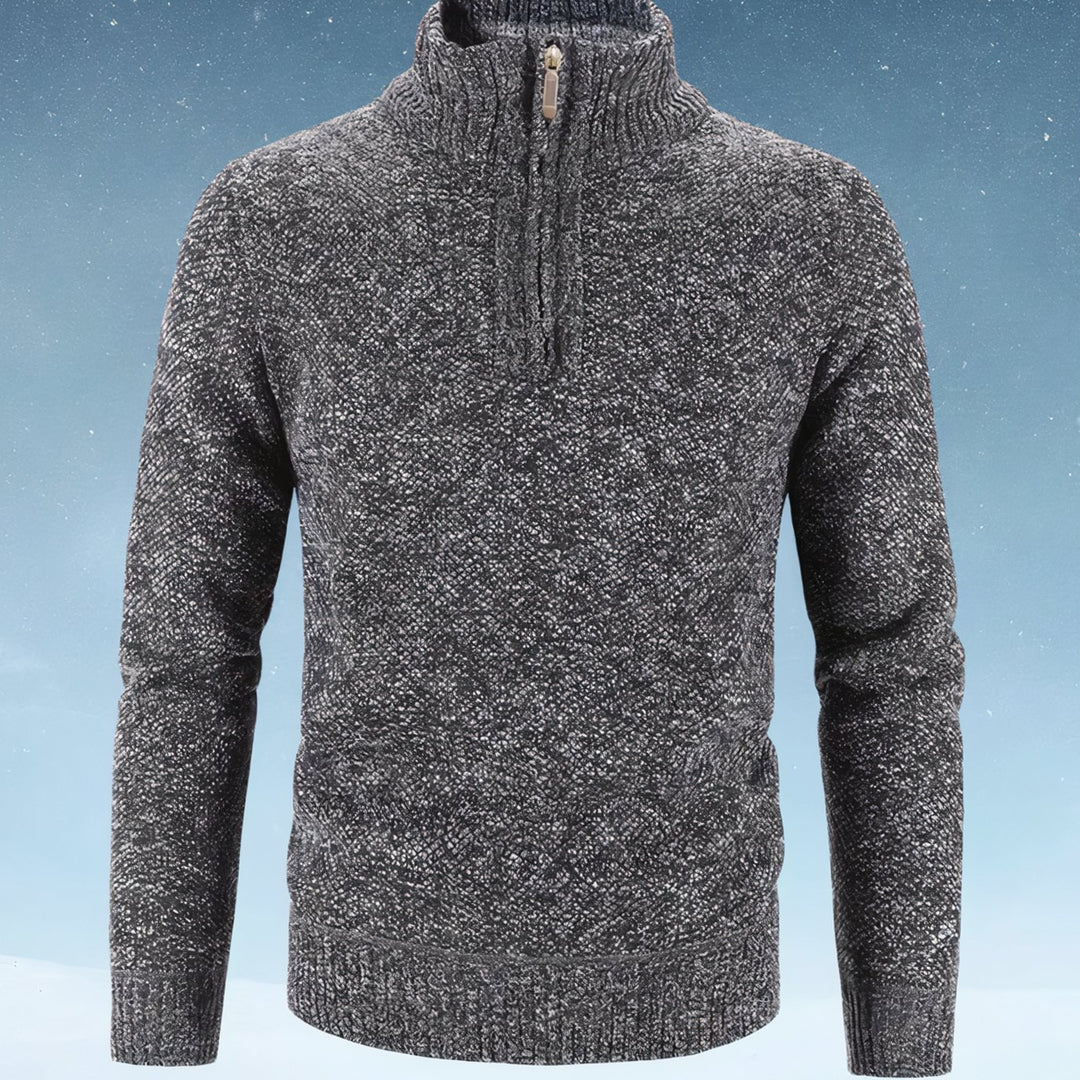 Men's Diamond-Knit Crew Neck Knitted Sweater - Dark Grey