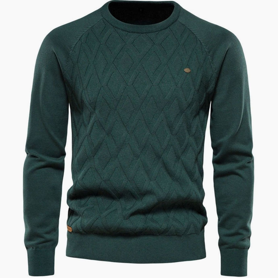 Men's Diamond-Knit Crew Neck Knitted Sweater