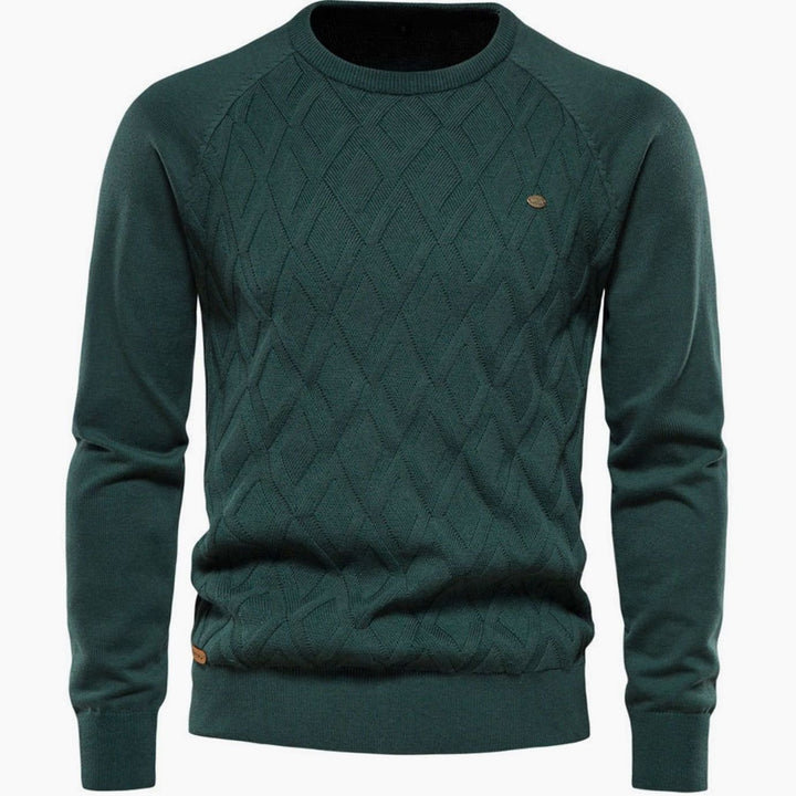 Men's Diamond-Knit Crew Neck Knitted Sweater