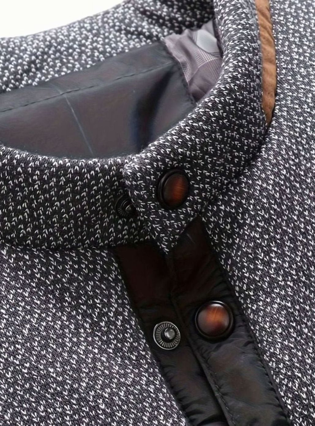 Men's Diamond-Quilted Two-Tone Stand-Collar Snap-Front Insulated Jacket