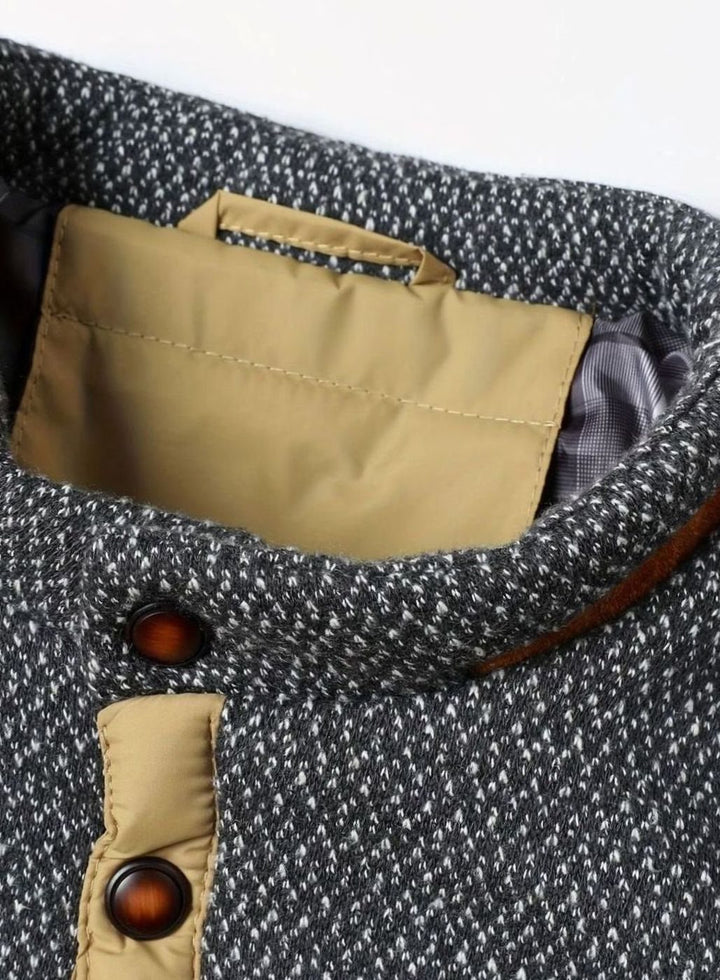 Men's Diamond-Quilted Two-Tone Stand-Collar Snap-Front Insulated Jacket