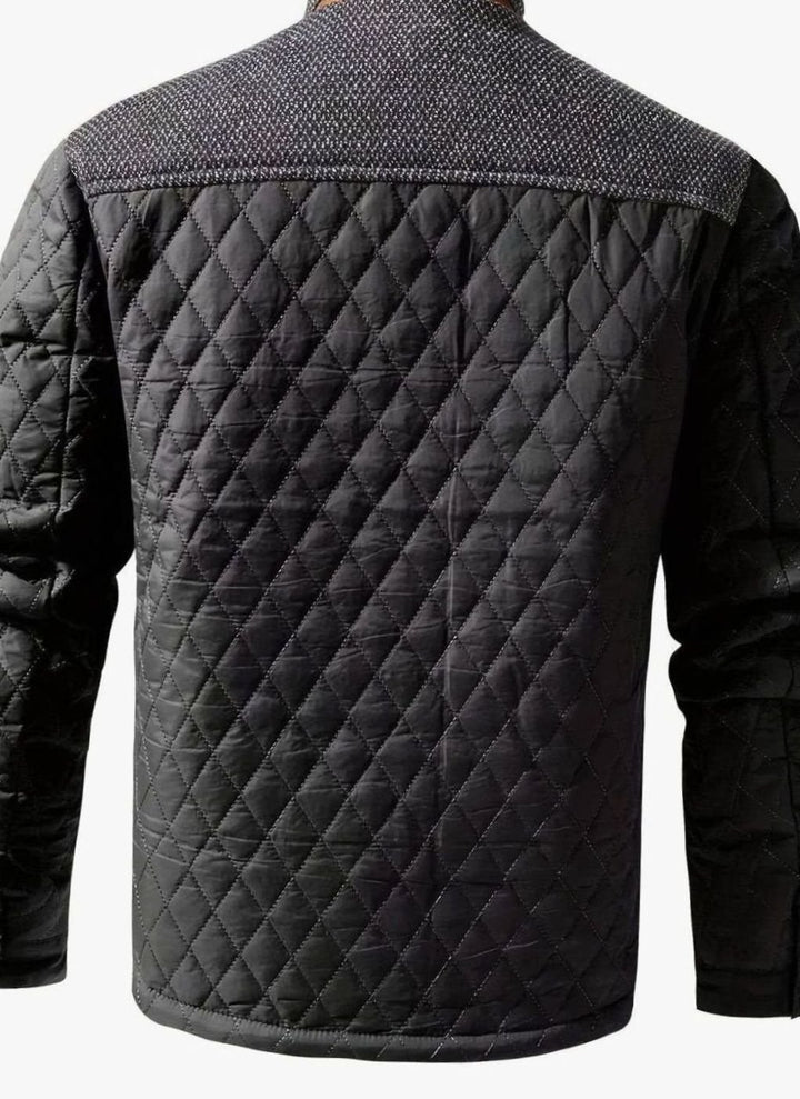 Men's Diamond-Quilted Two-Tone Stand-Collar Snap-Front Insulated Jacket