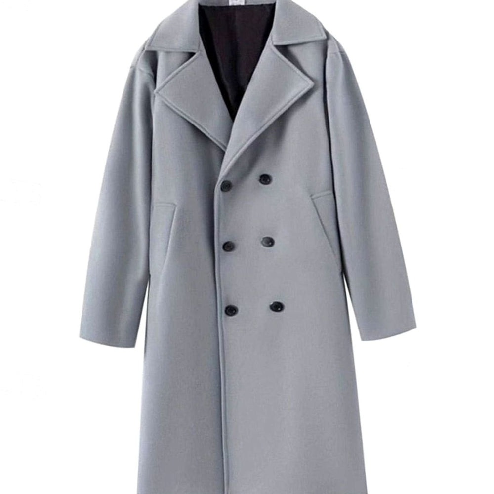 Men's Double-Breasted Tailored Long Wool Overcoat