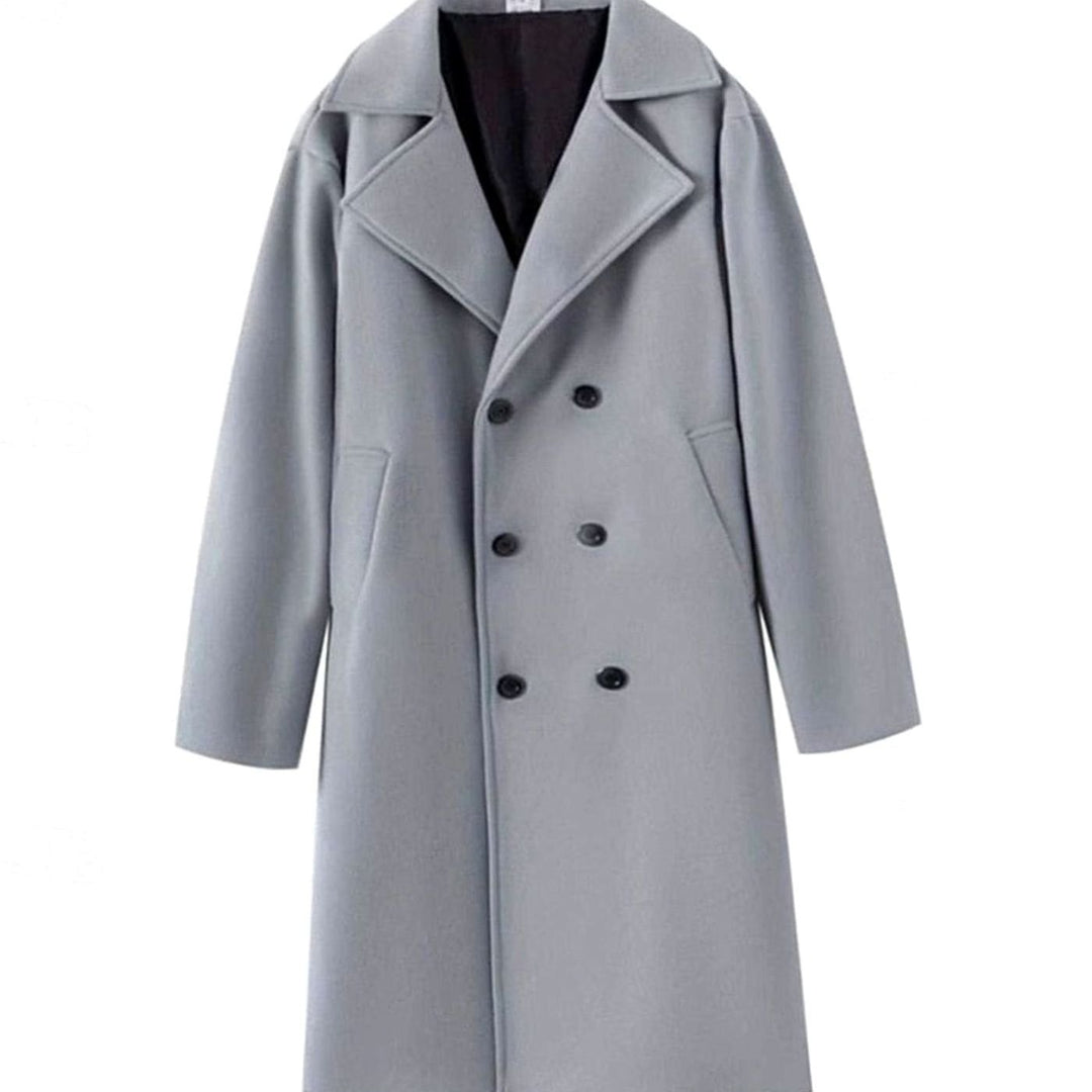 Men's Double-Breasted Tailored Long Wool Overcoat