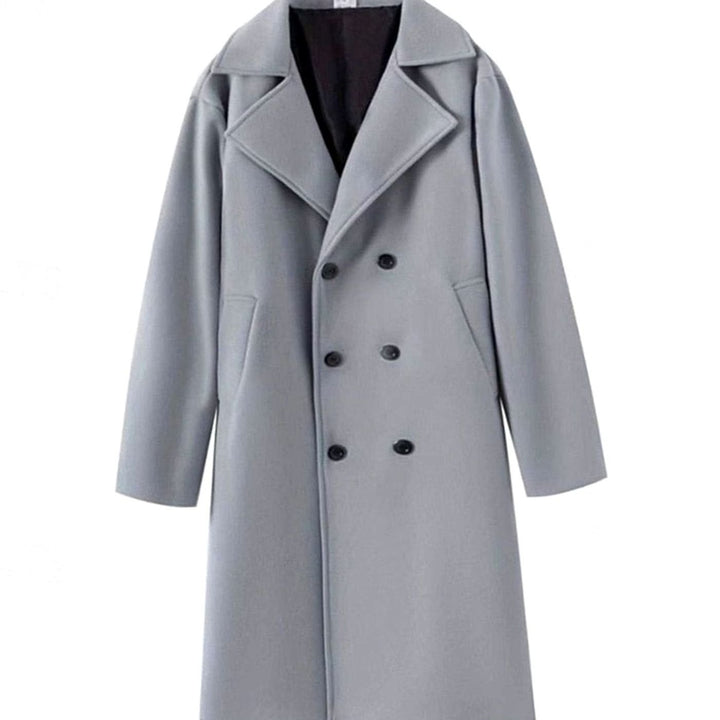 Men's Double-Breasted Tailored Long Wool Overcoat