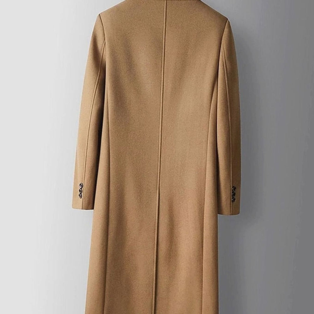 Men's Double-Breasted Wool Long Tailored Overcoat