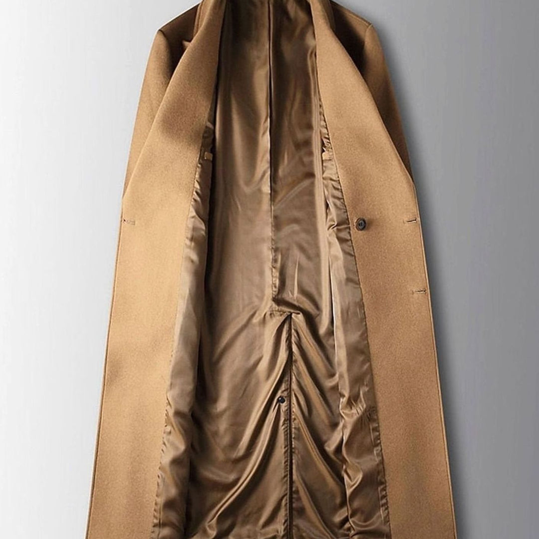 Men's Double-Breasted Wool Long Tailored Overcoat