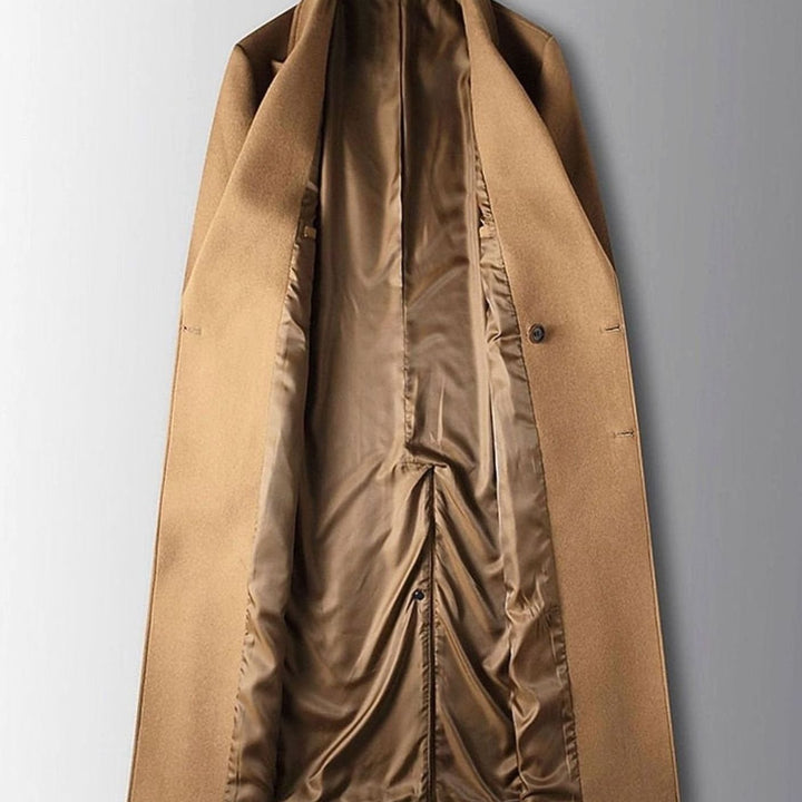Men's Double-Breasted Wool Long Tailored Overcoat