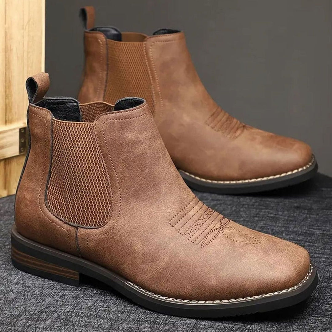 Men's Faux Leather Slip-On Chelsea Ankle Boots