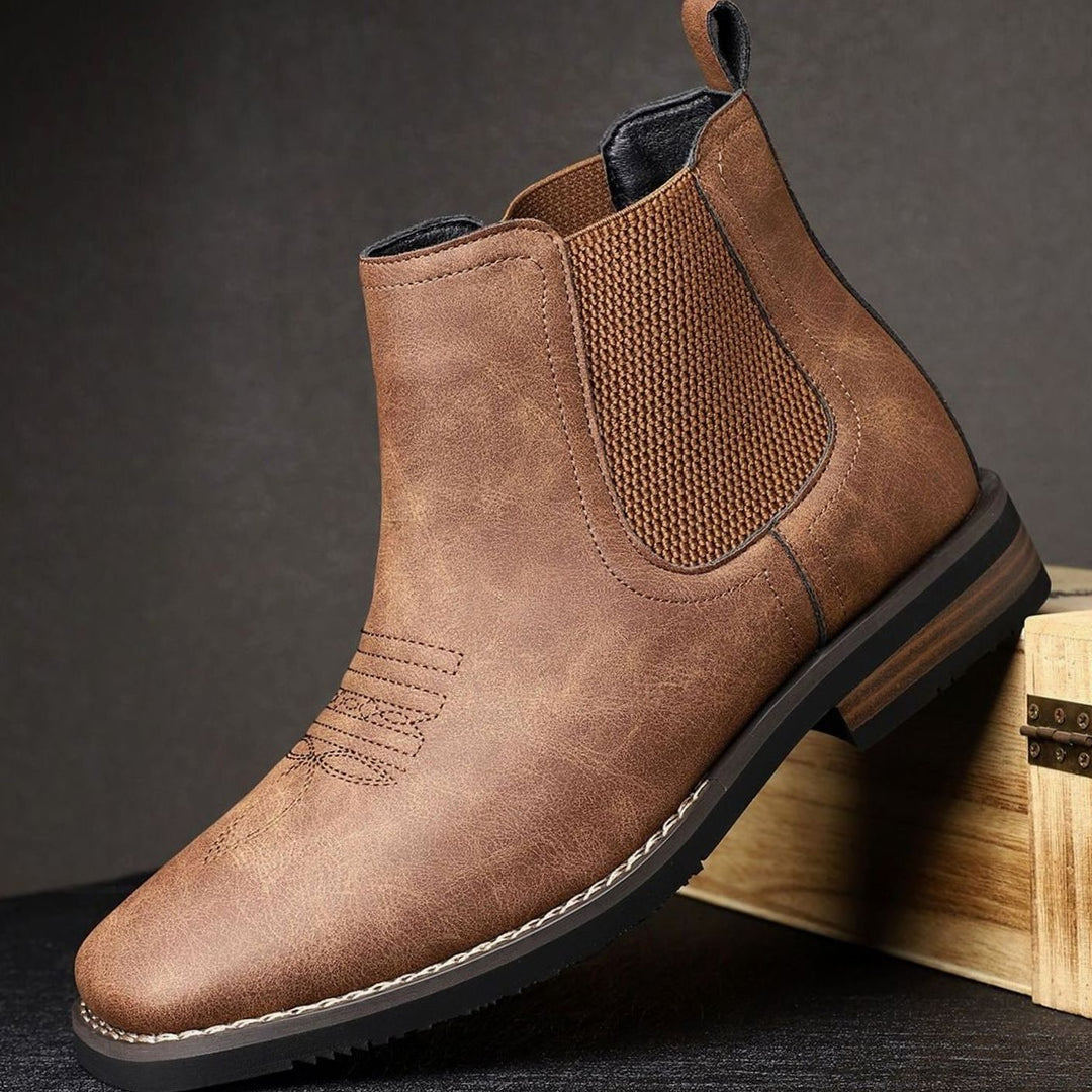 Men's Faux Leather Slip-On Chelsea Ankle Boots