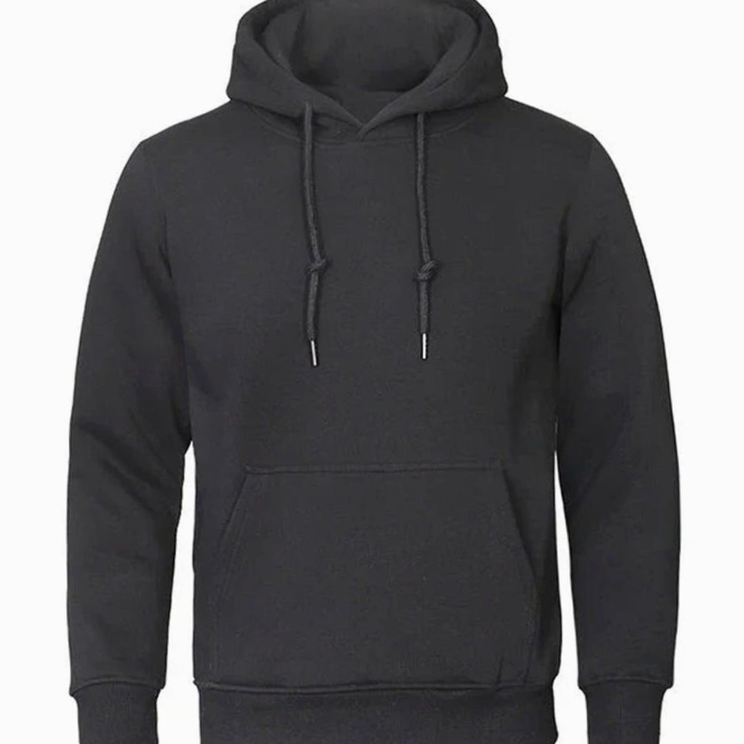 Men's Fleece Drawstring Pullover Hoodie Sweatshirt - Black