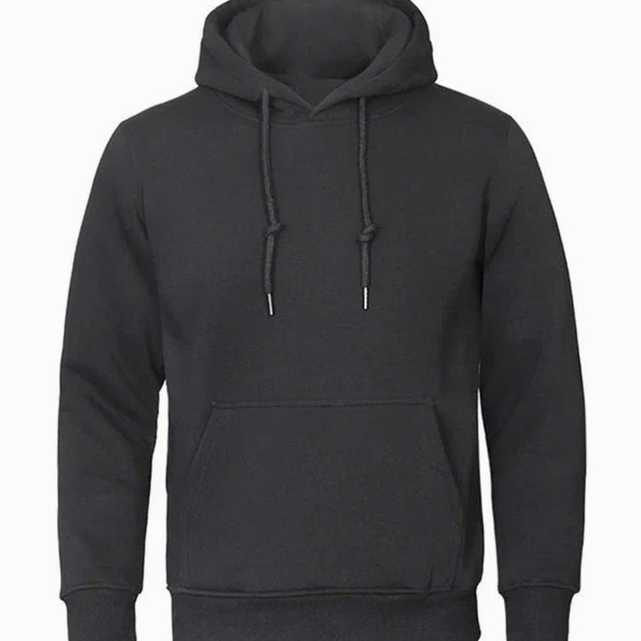 Men's Fleece Drawstring Pullover Hoodie Sweatshirt - Black