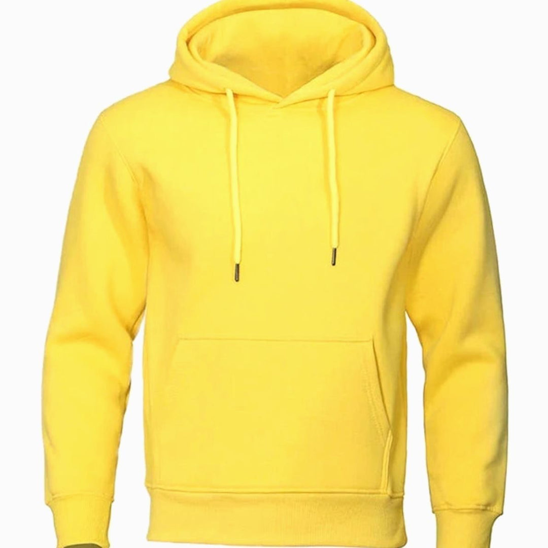 Men's Fleece Drawstring Pullover Hoodie Sweatshirt - Yellow