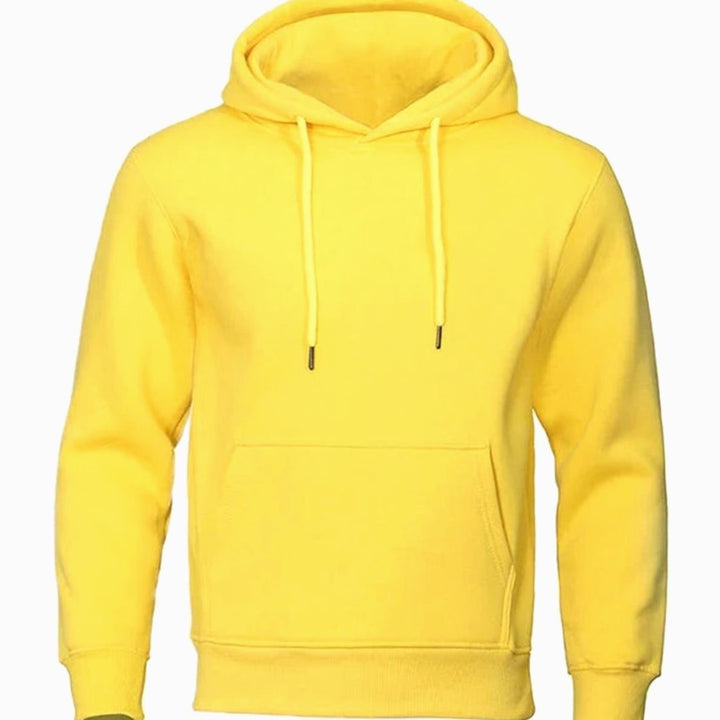 Men's Fleece Drawstring Pullover Hoodie Sweatshirt - Yellow