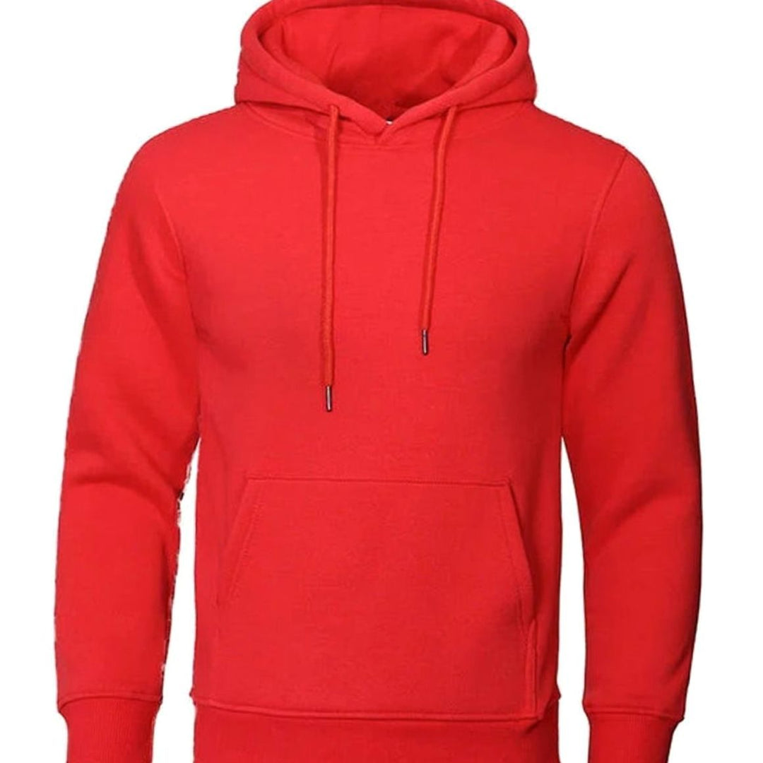 Men's Fleece Drawstring Pullover Hoodie Sweatshirt - Red