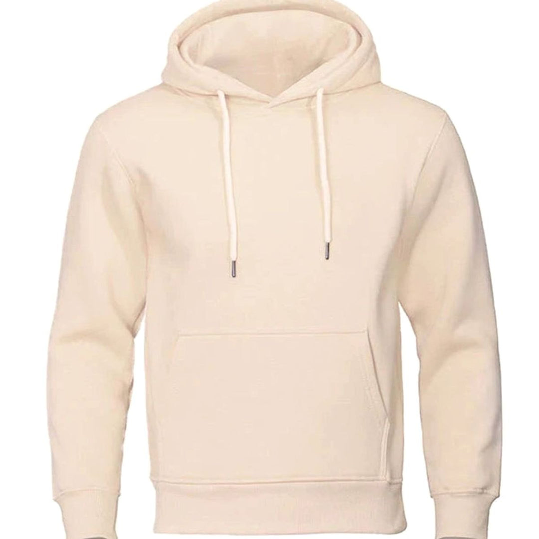Men's Fleece Drawstring Pullover Hoodie Sweatshirt - Beige