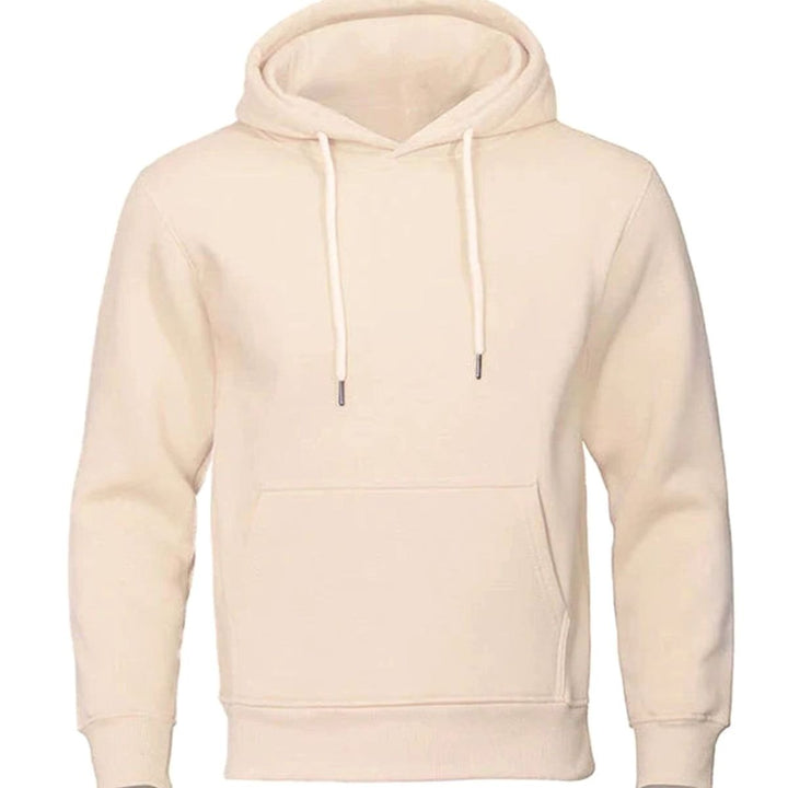 Men's Fleece Drawstring Pullover Hoodie Sweatshirt - Beige