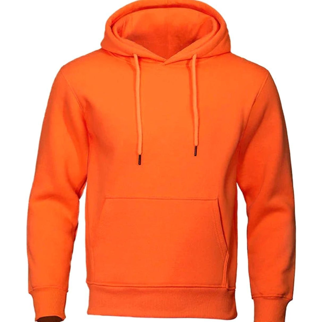 Men's Fleece Drawstring Pullover Hoodie Sweatshirt - Orange