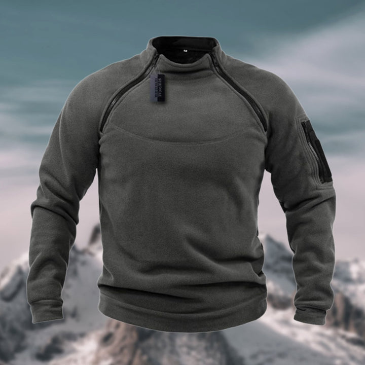 Men's Fleece Quarter-Zip Stand-Collar Pullover Jumper, Dark Grey