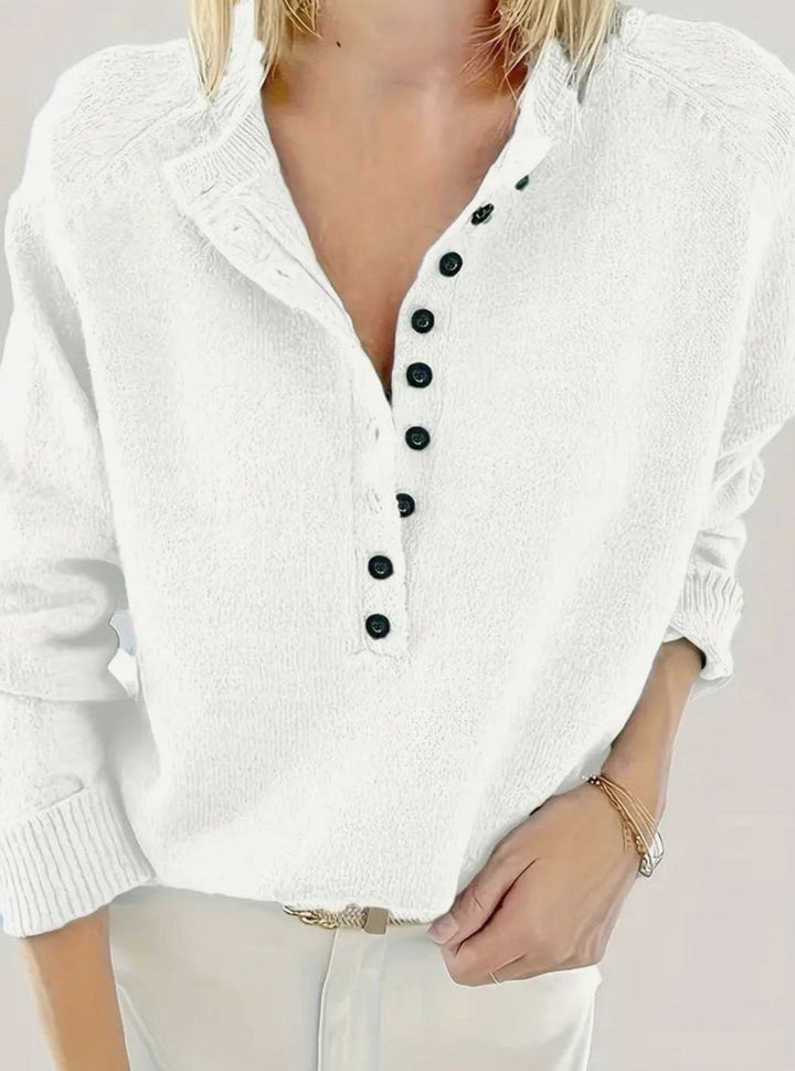 Men's Half-Button Collar Knitted Jumper - White