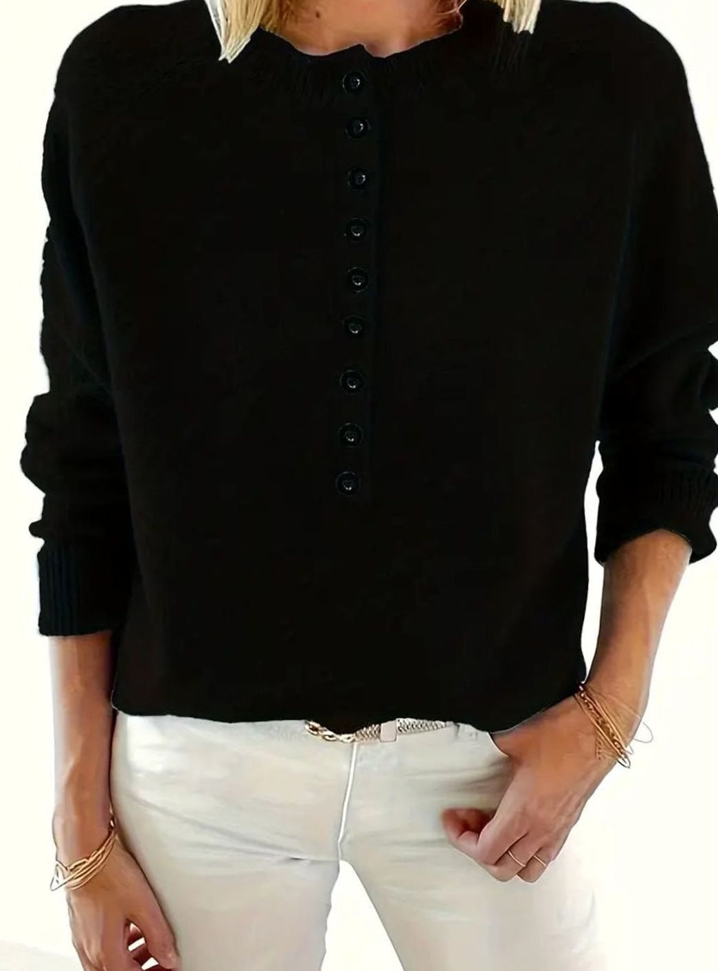 Men's Half-Button Collar Knitted Jumper, Teal