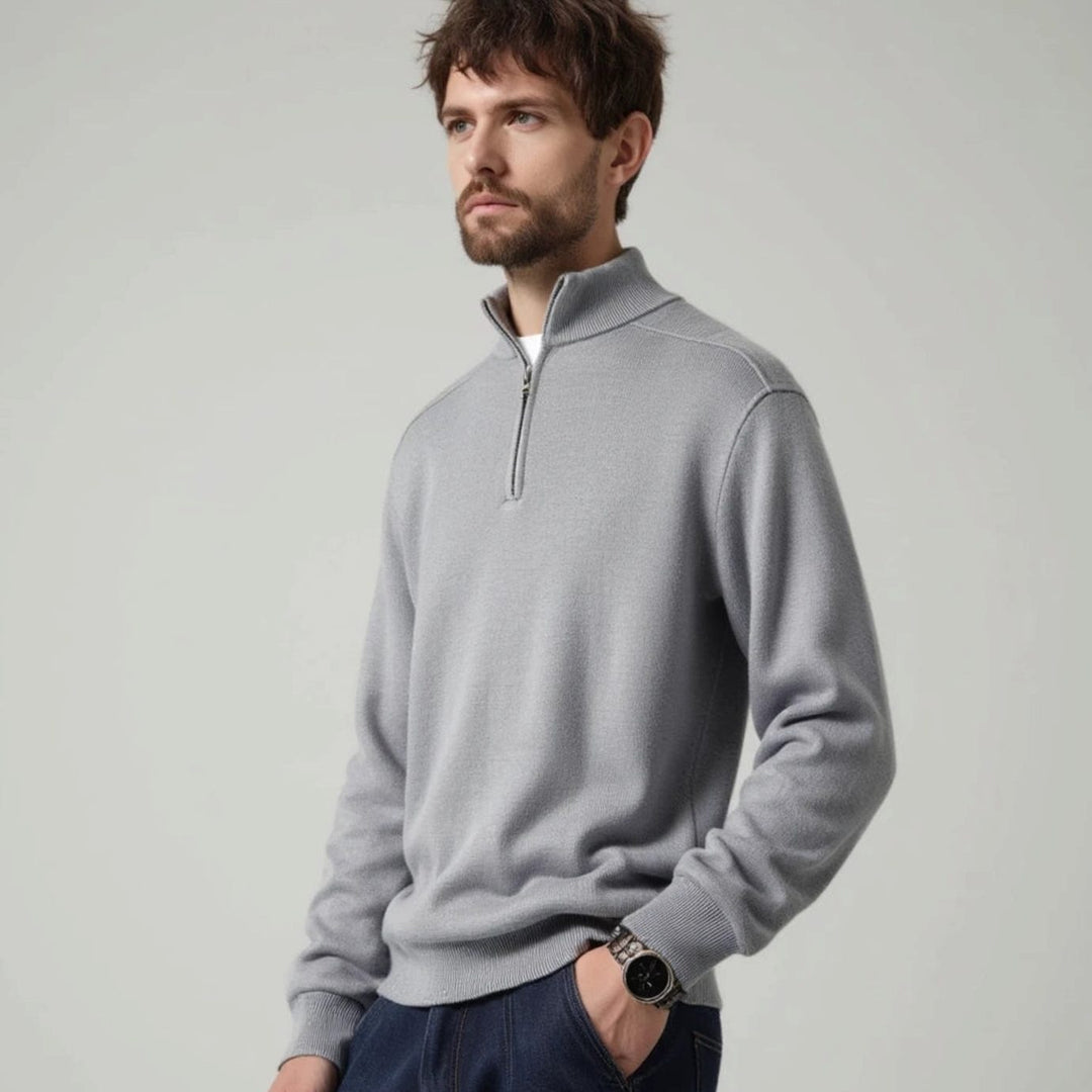 Men's Half-Zip Knitted Sweater Warm Classic Pullover