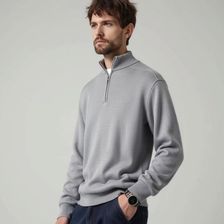 Men's Half-Zip Knitted Sweater Warm Classic Pullover