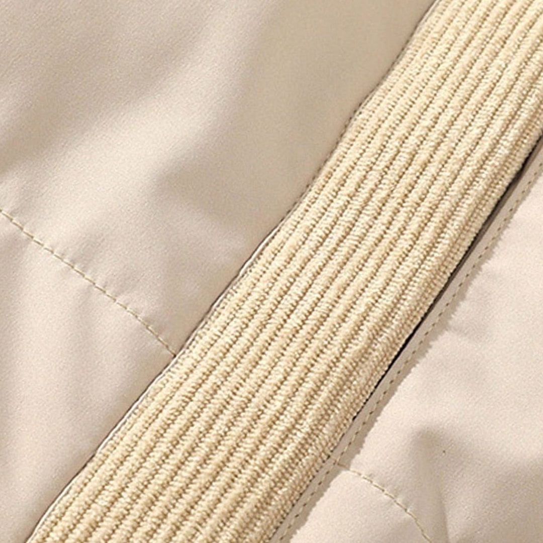 Men's Insulated Stand-Collar Corduroy Panel Puffer Jacket