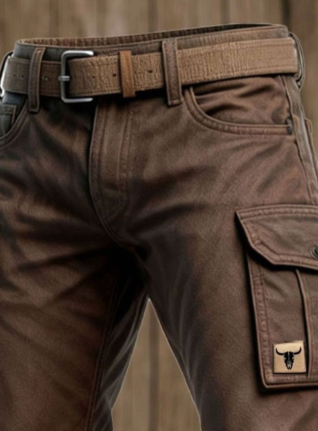 Men's Insulated Straight-Leg Utility Cargo Trousers, Brown