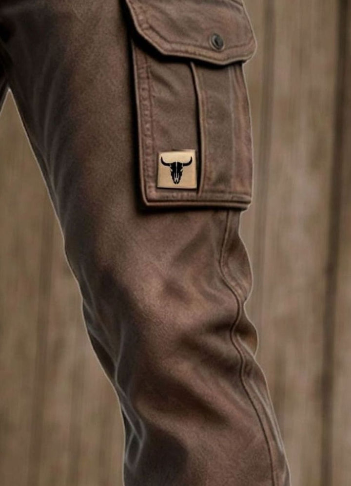 Men's Insulated Straight-Leg Utility Cargo Trousers, Brown