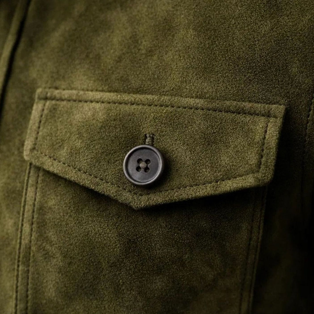 Men's Italian Suede Tailored-Fit Button-Front Stand-Collar Jacket