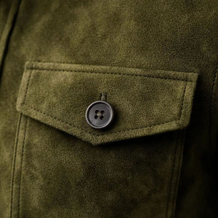 Men's Italian Suede Tailored-Fit Button-Front Stand-Collar Jacket