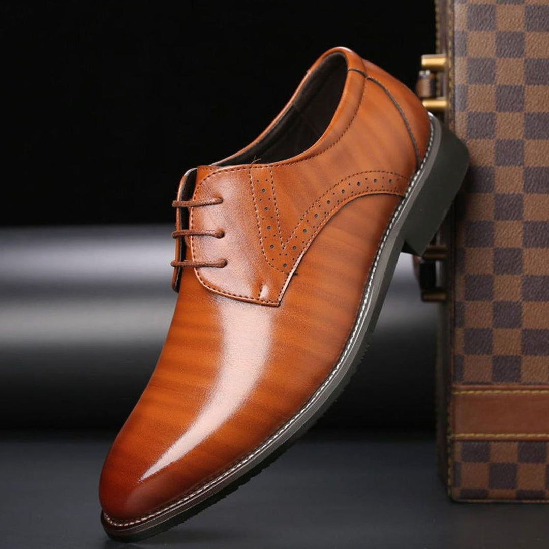 Men's Leather Lace-Up Brogue Derby Dress Shoes - Yellow