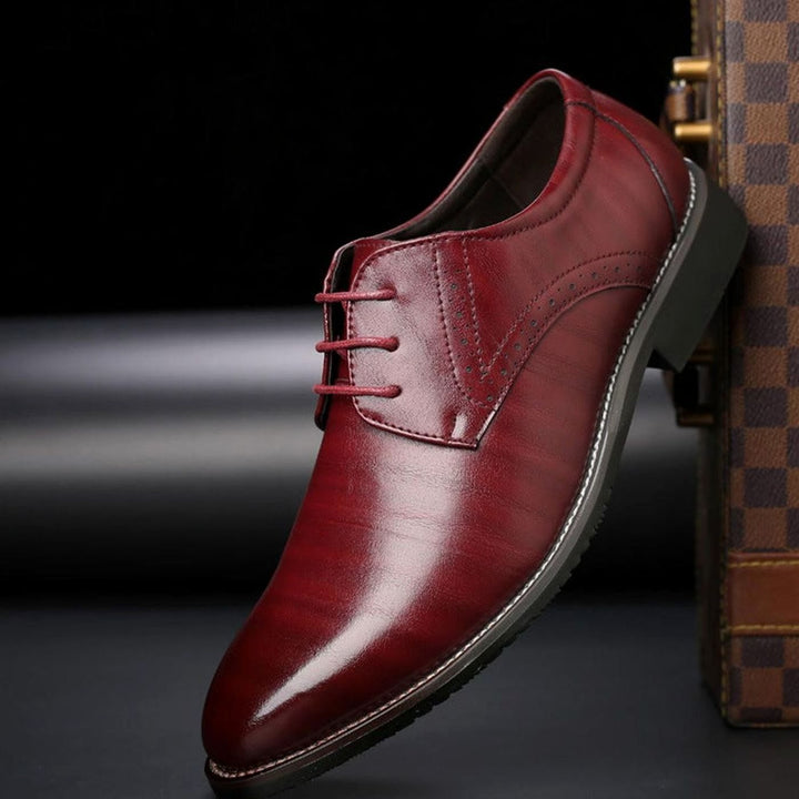 Men's Leather Lace-Up Brogue Derby Dress Shoes