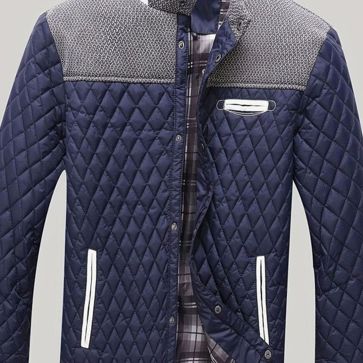 Men's Lightweight Quilted Stand-Collar Zip-Up Jacket - Navy