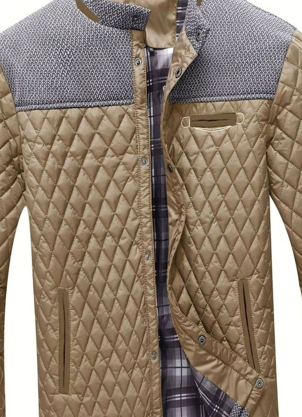 Men's Lightweight Quilted Stand-Collar Zip-Up Jacket