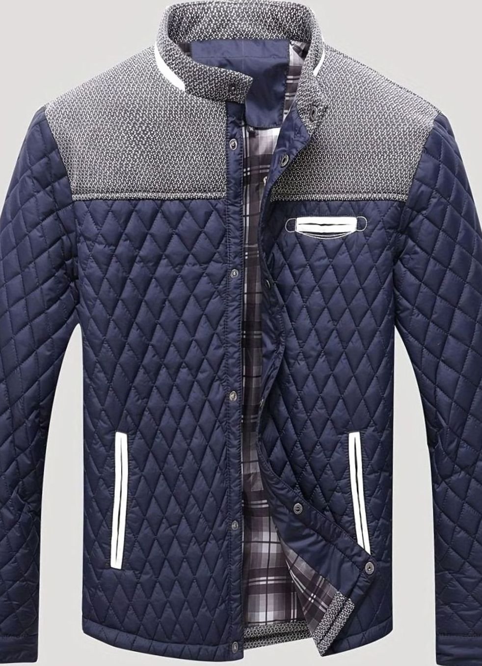 Men's Lightweight Quilted Stand-Collar Zip-Up Jacket