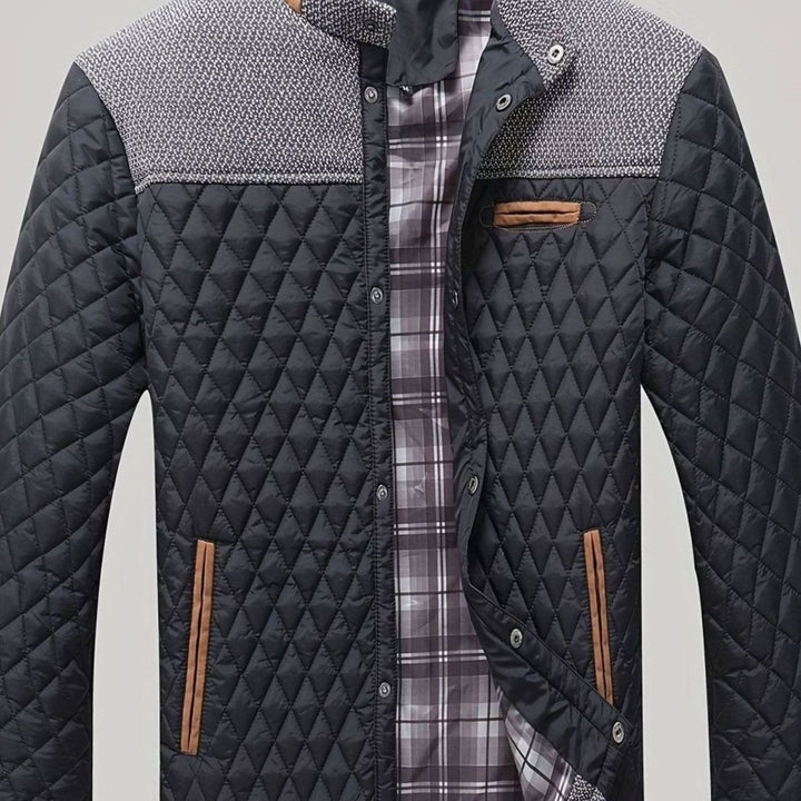 Men's Lightweight Quilted Stand-Collar Zip-Up Jacket - Black