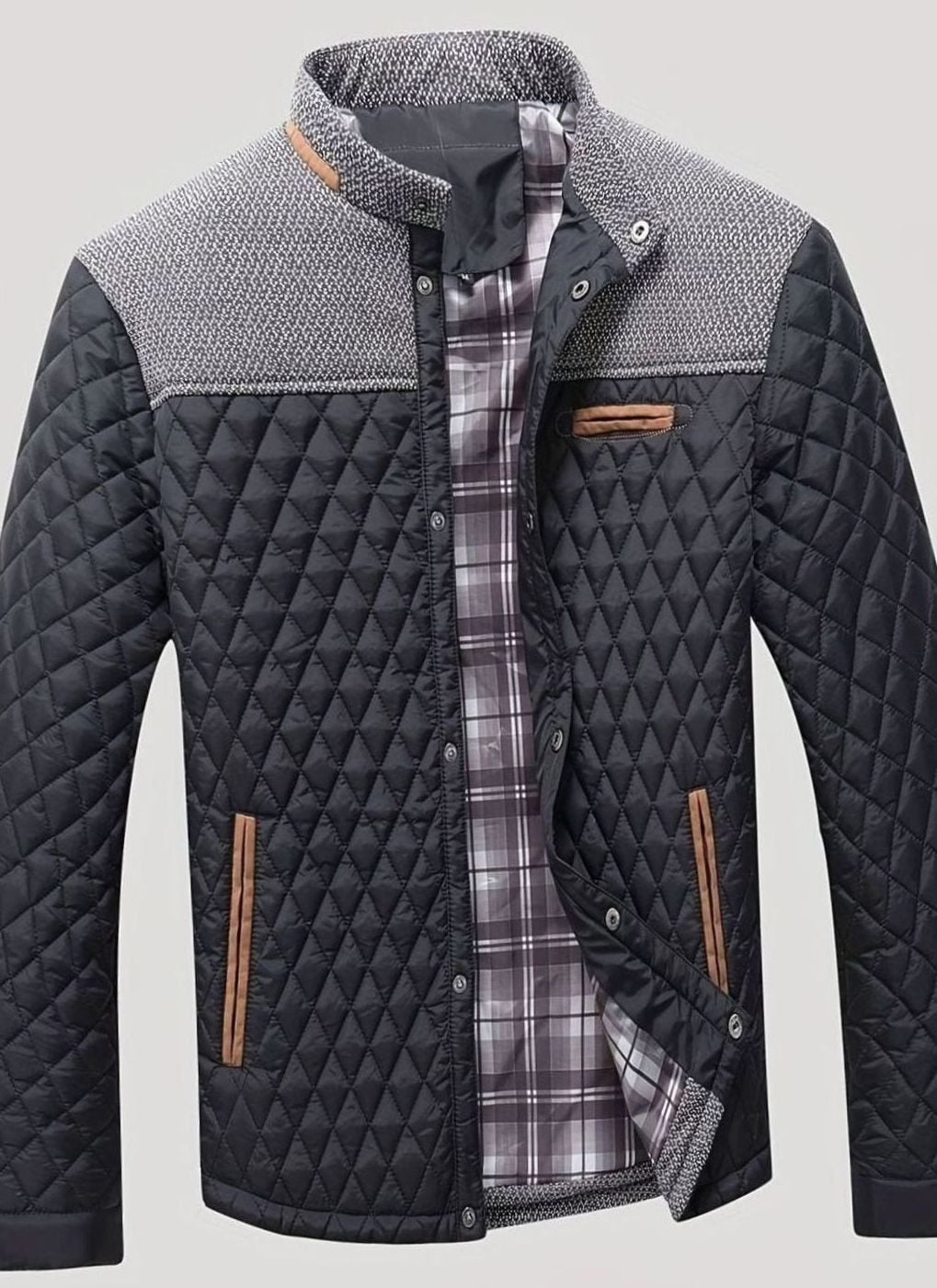 Men's Lightweight Quilted Stand-Collar Zip-Up Jacket