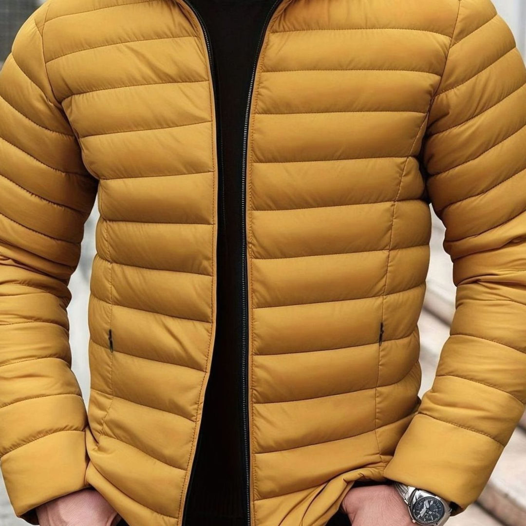 Men's Lightweight Quilted Zip-Up Puffer Jacket - Yellow