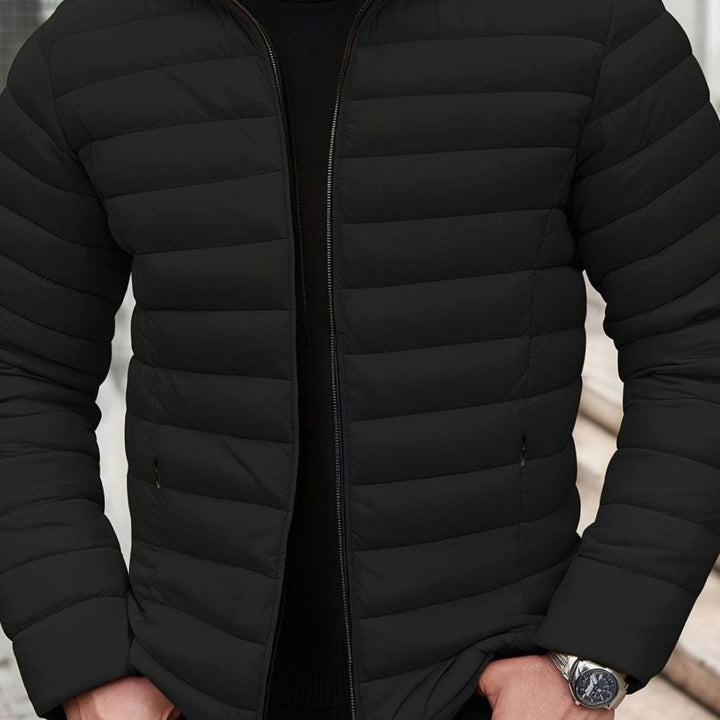 Men's Lightweight Quilted Zip-Up Puffer Jacket - Black