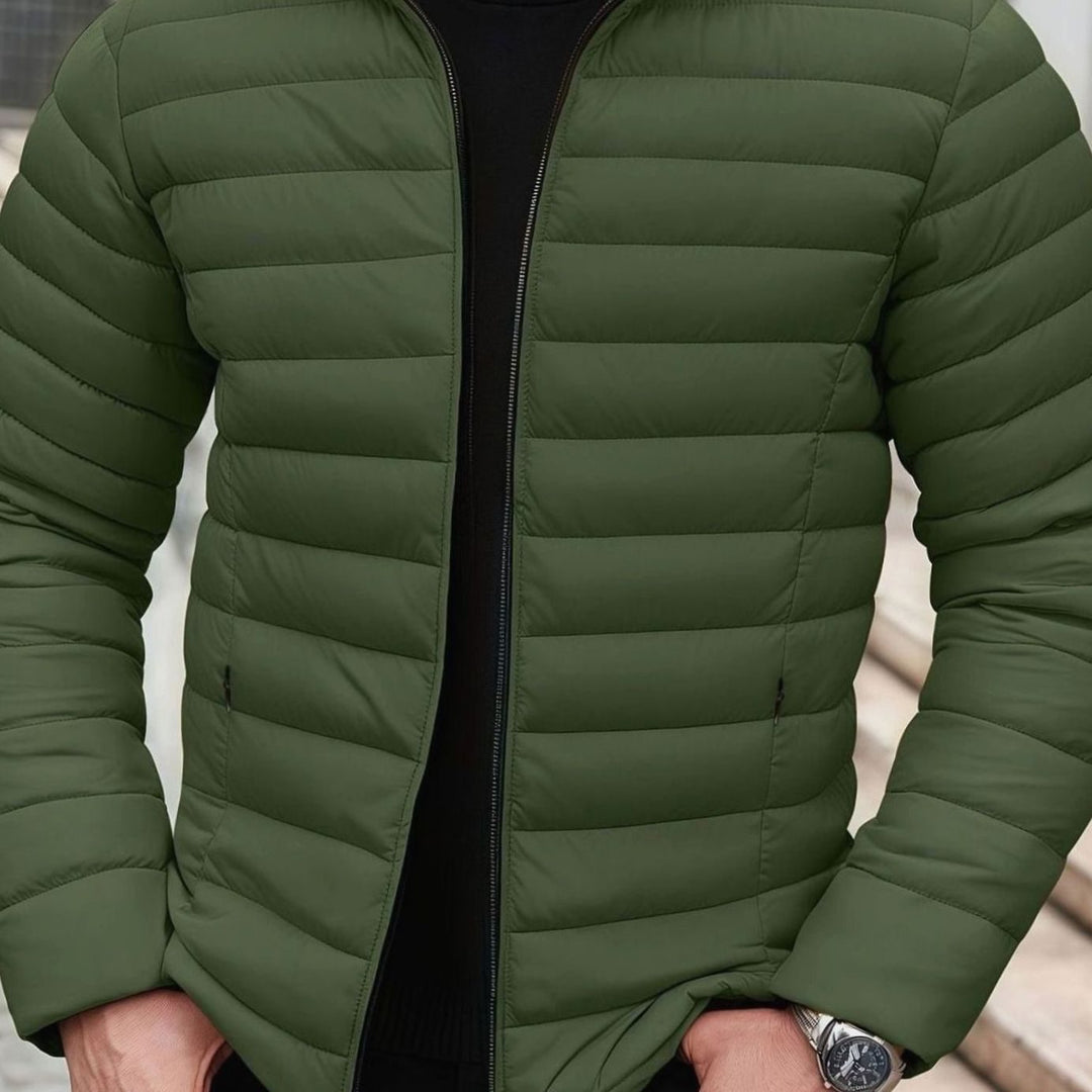 Men's Lightweight Quilted Zip-Up Puffer Jacket - Green