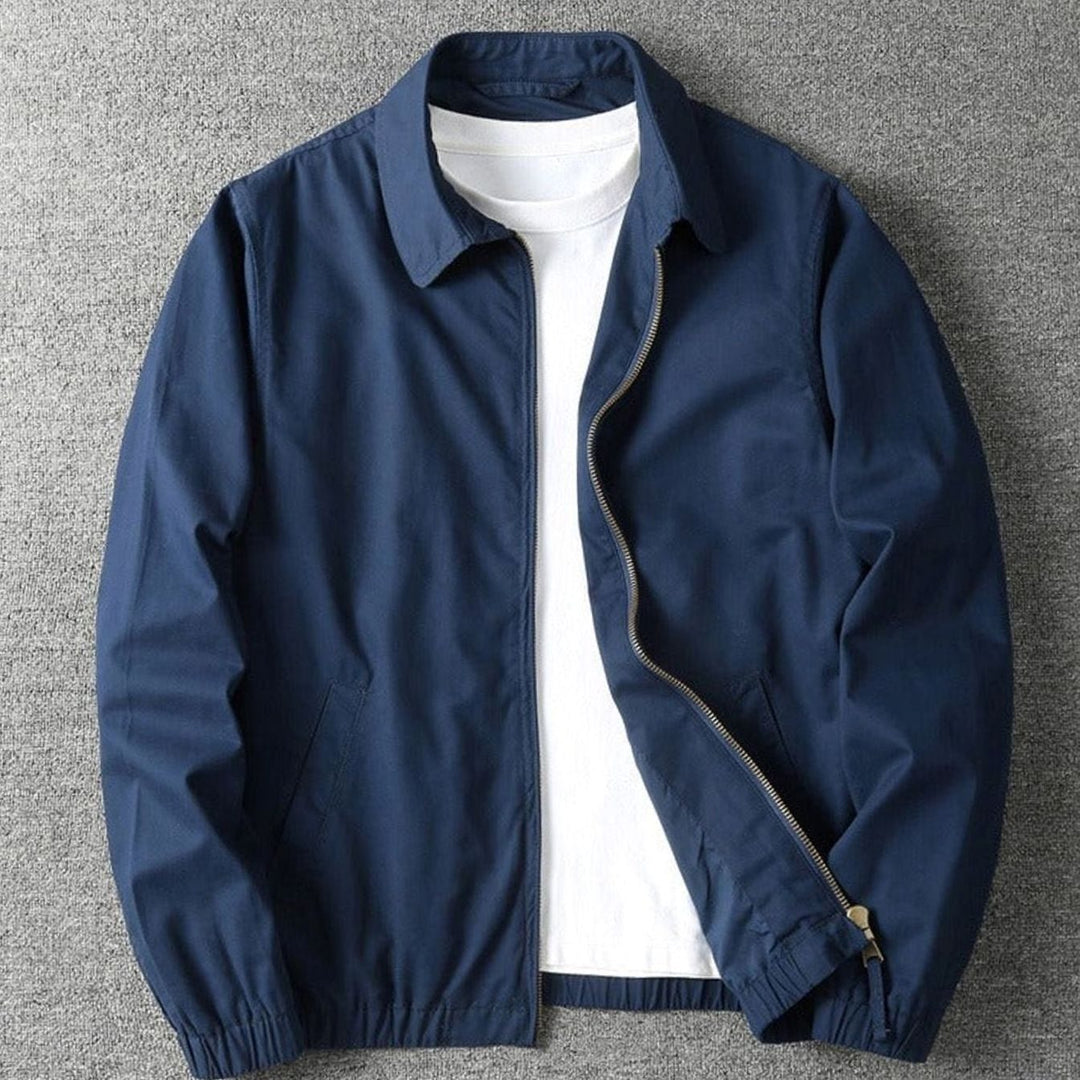 Men's Lightweight Zip-Up Bomber Jacket Elasticated Hem - Navy