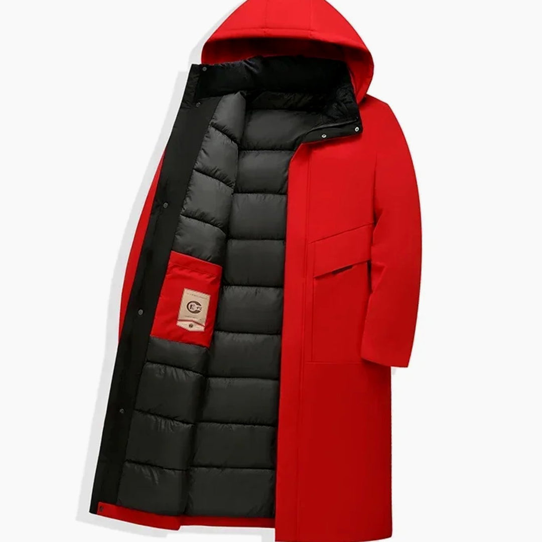 Men's Long Padded Hooded Winter Parka Coat