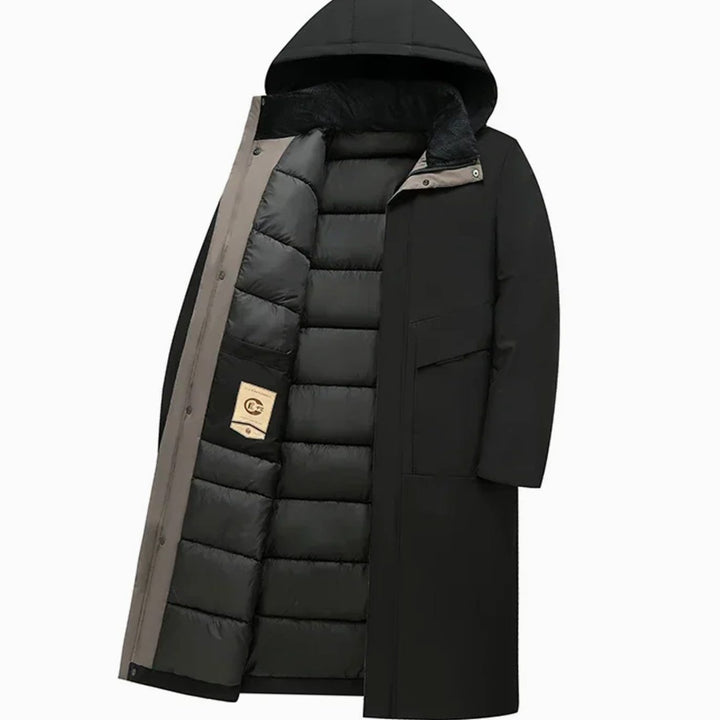 Men's Long Padded Hooded Winter Parka Coat