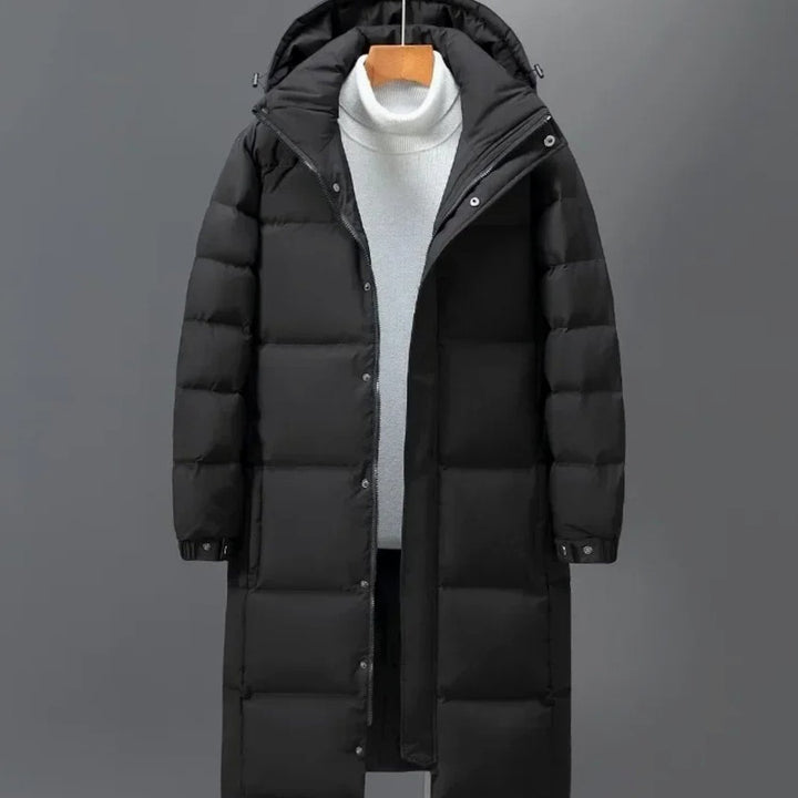 Men's Long Quilted Hooded Puffer Coat Winter Parka
