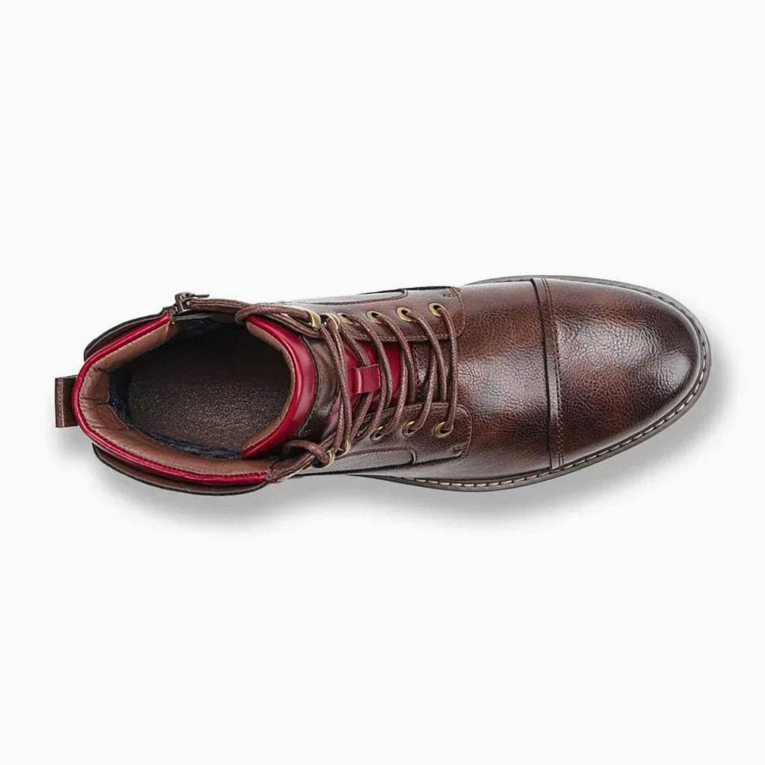 Men's Oxford-Style Lace-Up Leather Ankle Boots Side Zip