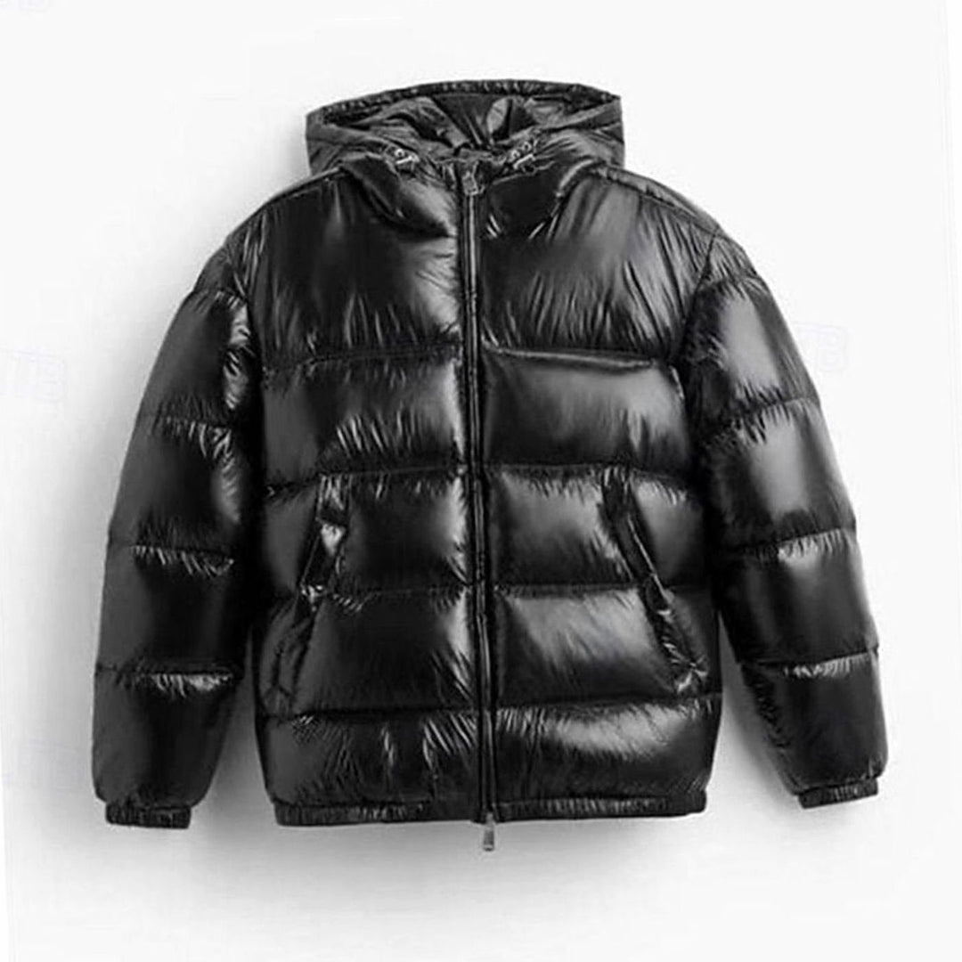 Men's Quilted Hooded Coated Puffer Jacket for Winter