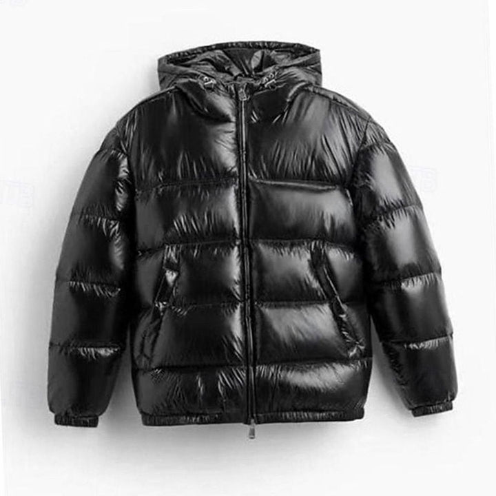 Men's Quilted Hooded Coated Puffer Jacket for Winter
